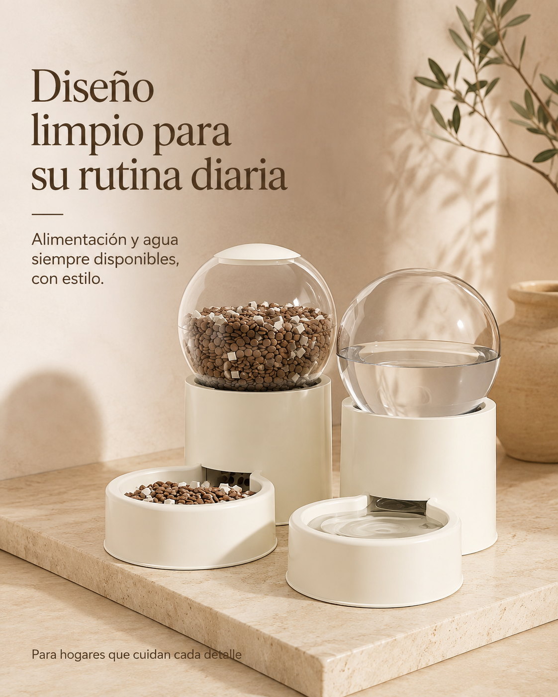 Set Dispensador de Agua y Comida Peluko — Diseño Esencial