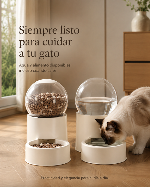 Set Dispensador de Agua y Comida Peluko — Diseño Esencial