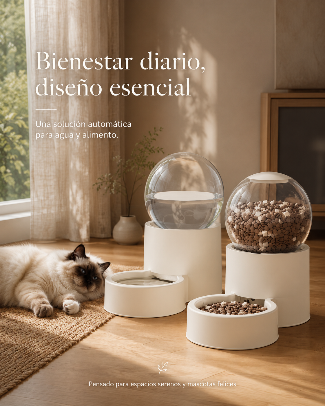 Set Dispensador de Agua y Comida Peluko — Diseño Esencial